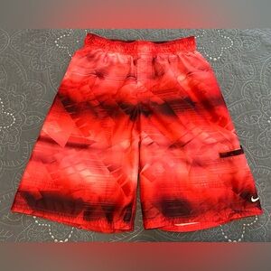 Nike Boys Red/Black Lined Swim Trunks Size Large